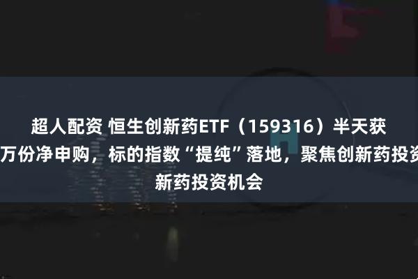 超人配资 恒生创新药ETF（159316）半天获1000万份净申购，标的指数“提纯”落地，聚焦创新药投资机会